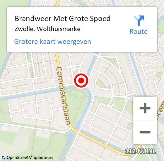 Locatie op kaart van de 112 melding: Brandweer Met Grote Spoed Naar Zwolle, Wolthuismarke op 10 februari 2022 15:56