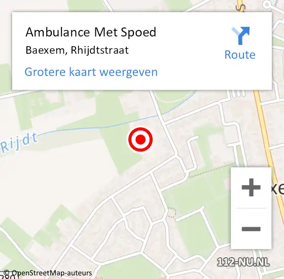 Locatie op kaart van de 112 melding: Ambulance Met Spoed Naar Baexem, Rhijdtstraat op 10 februari 2022 16:10