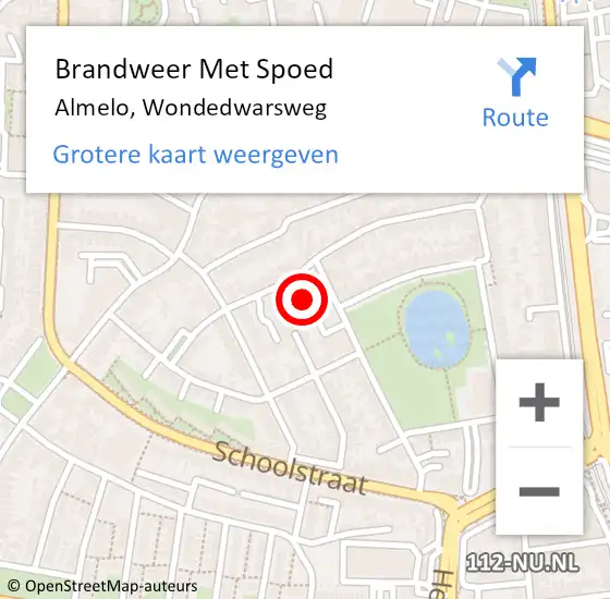 Locatie op kaart van de 112 melding: Brandweer Met Spoed Naar Almelo, Wondedwarsweg op 10 februari 2022 16:48