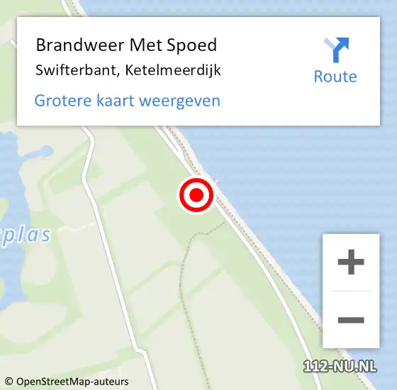 Locatie op kaart van de 112 melding: Brandweer Met Spoed Naar Swifterbant, Ketelmeerdijk op 10 februari 2022 17:03