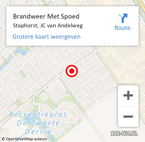 Locatie op kaart van de 112 melding: Brandweer Met Spoed Naar Staphorst, JC van Andelweg op 10 februari 2022 17:10