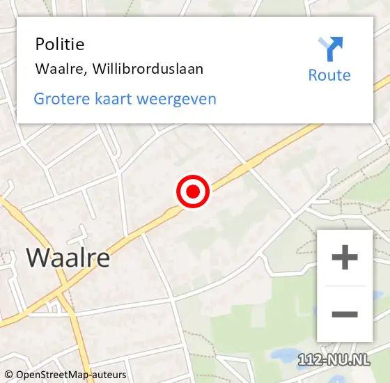 Locatie op kaart van de 112 melding: Politie Waalre, Willibrorduslaan op 10 februari 2022 17:17