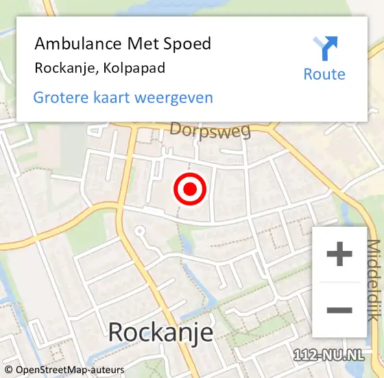 Locatie op kaart van de 112 melding: Ambulance Met Spoed Naar Rockanje, Kolpapad op 10 februari 2022 17:20