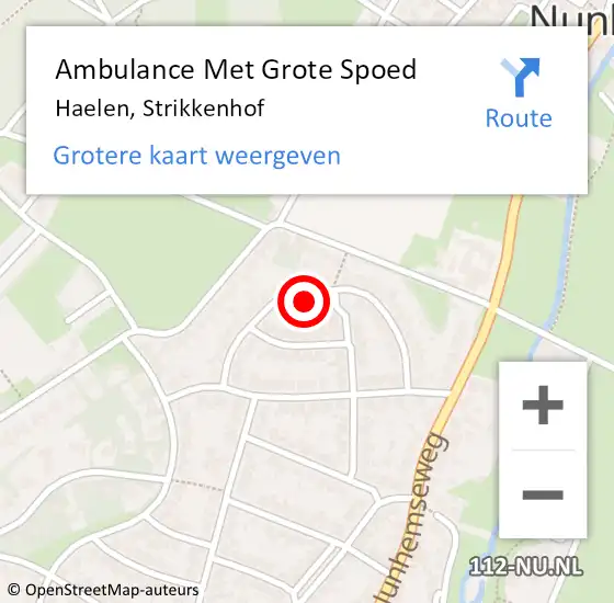 Locatie op kaart van de 112 melding: Ambulance Met Grote Spoed Naar Haelen, Strikkenhof op 10 februari 2022 17:20