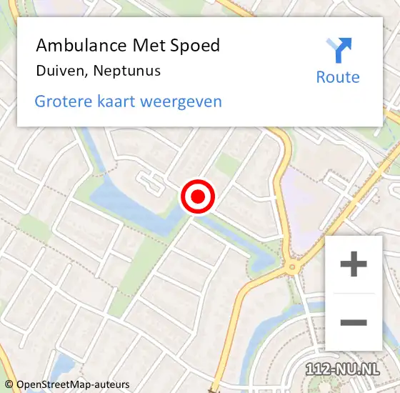 Locatie op kaart van de 112 melding: Ambulance Met Spoed Naar Duiven, Neptunus op 10 februari 2022 17:30