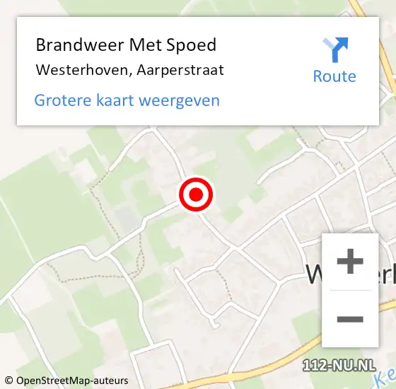 Locatie op kaart van de 112 melding: Brandweer Met Spoed Naar Westerhoven, Aarperstraat op 10 februari 2022 17:30