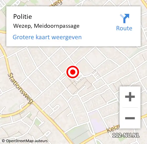 Locatie op kaart van de 112 melding: Politie Wezep, Meidoornpassage op 10 februari 2022 17:43