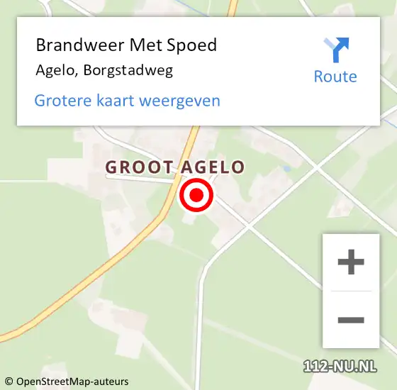 Locatie op kaart van de 112 melding: Brandweer Met Spoed Naar Agelo, Borgstadweg op 10 februari 2022 17:54