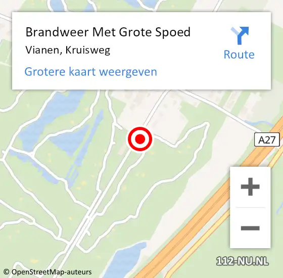 Locatie op kaart van de 112 melding: Brandweer Met Grote Spoed Naar Vianen, Kruisweg op 10 februari 2022 17:54