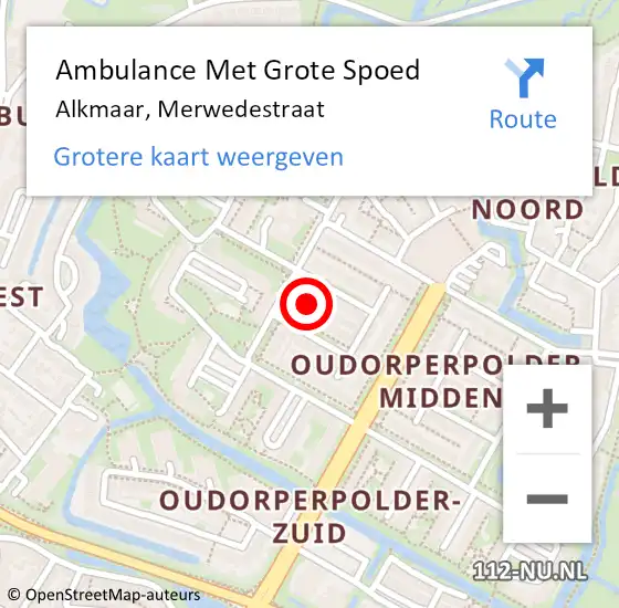 Locatie op kaart van de 112 melding: Ambulance Met Grote Spoed Naar Alkmaar, Merwedestraat op 10 februari 2022 18:19