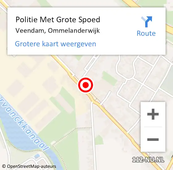 Locatie op kaart van de 112 melding: Politie Met Grote Spoed Naar Veendam, Ommelanderwijk op 10 februari 2022 18:23