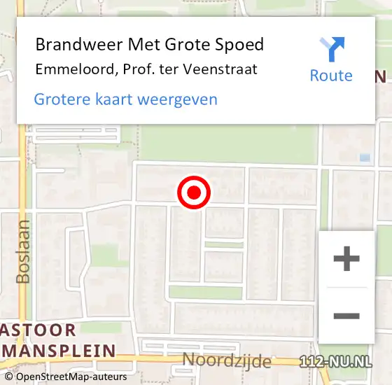 Locatie op kaart van de 112 melding: Brandweer Met Grote Spoed Naar Emmeloord, Prof. ter Veenstraat op 10 februari 2022 18:24