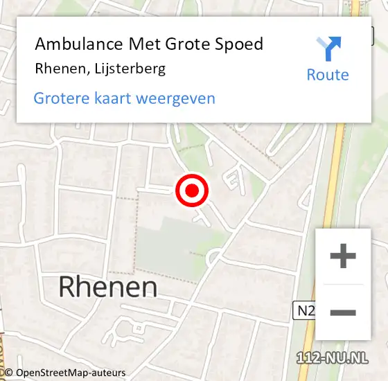 Locatie op kaart van de 112 melding: Ambulance Met Grote Spoed Naar Rhenen, Lijsterberg op 10 februari 2022 18:25