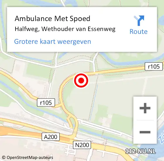 Locatie op kaart van de 112 melding: Ambulance Met Spoed Naar Halfweg, Wethouder van Essenweg op 10 februari 2022 18:29