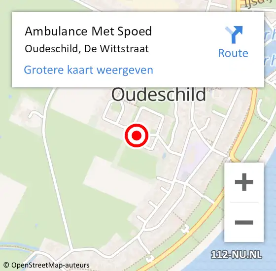 Locatie op kaart van de 112 melding: Ambulance Met Spoed Naar Oudeschild, De Wittstraat op 10 februari 2022 18:34