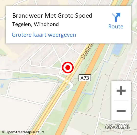 Locatie op kaart van de 112 melding: Brandweer Met Grote Spoed Naar Tegelen, Windhond op 10 februari 2022 18:40