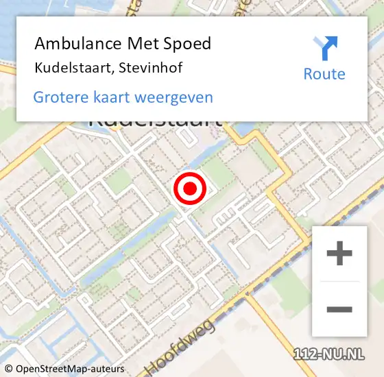 Locatie op kaart van de 112 melding: Ambulance Met Spoed Naar Kudelstaart, Stevinhof op 10 februari 2022 18:58