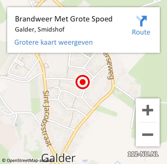 Locatie op kaart van de 112 melding: Brandweer Met Grote Spoed Naar Galder, Smidshof op 10 februari 2022 19:20