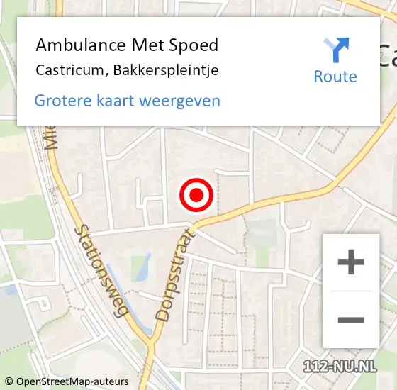 Locatie op kaart van de 112 melding: Ambulance Met Spoed Naar Castricum, Bakkerspleintje op 10 februari 2022 19:22