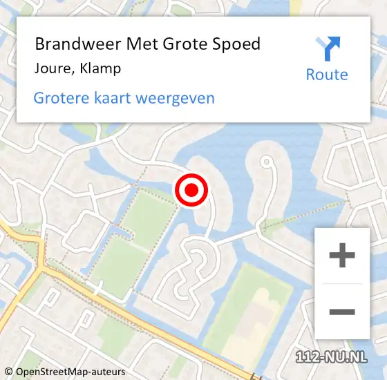 Locatie op kaart van de 112 melding: Brandweer Met Grote Spoed Naar Joure, Klamp op 10 februari 2022 19:23