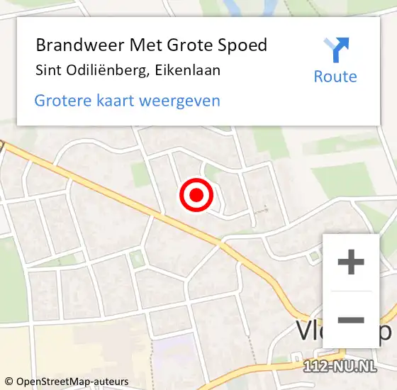 Locatie op kaart van de 112 melding: Brandweer Met Grote Spoed Naar Sint Odiliënberg, Eikenlaan op 10 februari 2022 19:29