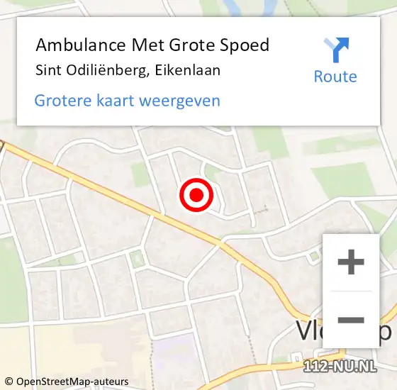 Locatie op kaart van de 112 melding: Ambulance Met Grote Spoed Naar Sint Odiliënberg, Eikenlaan op 10 februari 2022 19:29