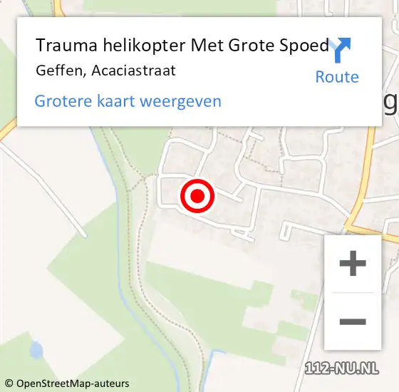 Locatie op kaart van de 112 melding: Trauma helikopter Met Grote Spoed Naar Geffen, Acaciastraat op 10 februari 2022 19:30