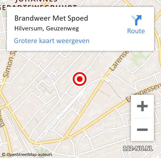 Locatie op kaart van de 112 melding: Brandweer Met Spoed Naar Hilversum, Geuzenweg op 10 februari 2022 19:59