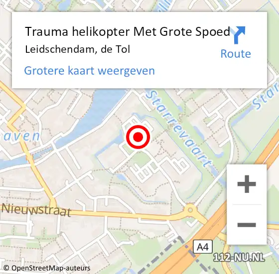 Locatie op kaart van de 112 melding: Trauma helikopter Met Grote Spoed Naar Leidschendam, de Tol op 10 februari 2022 20:03