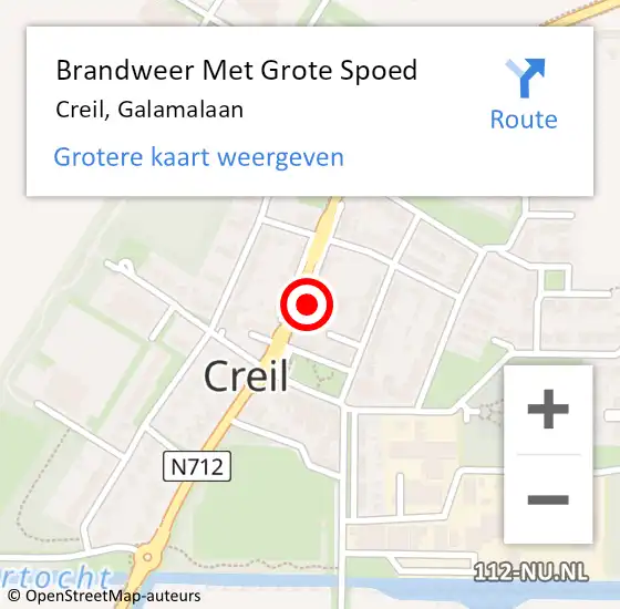 Locatie op kaart van de 112 melding: Brandweer Met Grote Spoed Naar Creil, Galamalaan op 10 februari 2022 20:03