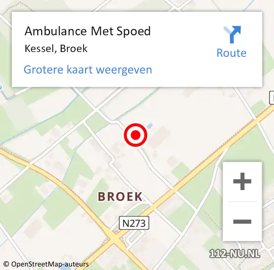 Locatie op kaart van de 112 melding: Ambulance Met Spoed Naar Kessel, Broek op 10 februari 2022 20:21