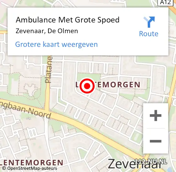 Locatie op kaart van de 112 melding: Ambulance Met Grote Spoed Naar Zevenaar, De Olmen op 10 februari 2022 20:44