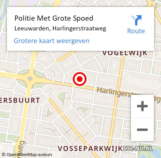 Locatie op kaart van de 112 melding: Politie Met Grote Spoed Naar Leeuwarden, Harlingerstraatweg op 10 februari 2022 20:55