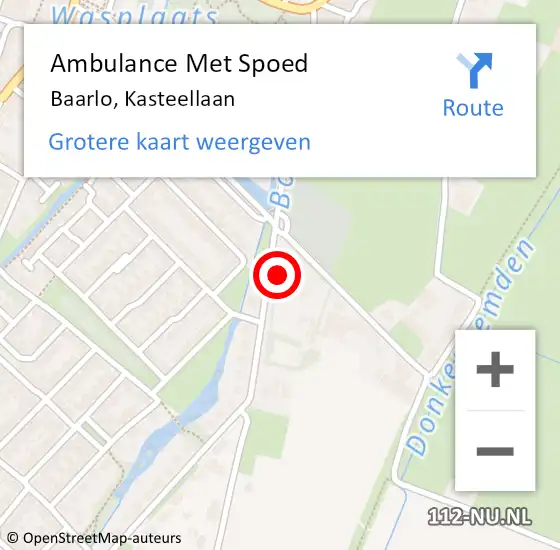 Locatie op kaart van de 112 melding: Ambulance Met Spoed Naar Baarlo, Kasteellaan op 7 juli 2014 21:05