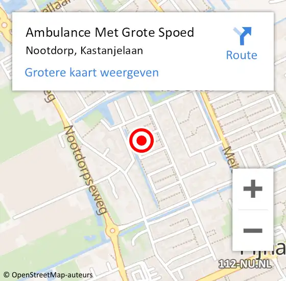 Locatie op kaart van de 112 melding: Ambulance Met Grote Spoed Naar Nootdorp, Kastanjelaan op 10 februari 2022 21:20