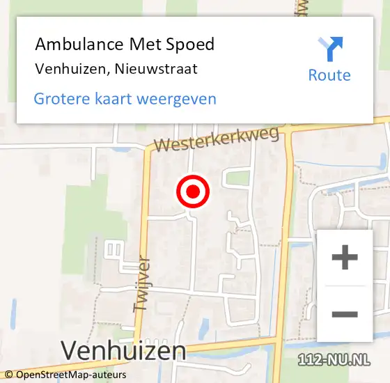 Locatie op kaart van de 112 melding: Ambulance Met Spoed Naar Venhuizen, Nieuwstraat op 10 februari 2022 21:41