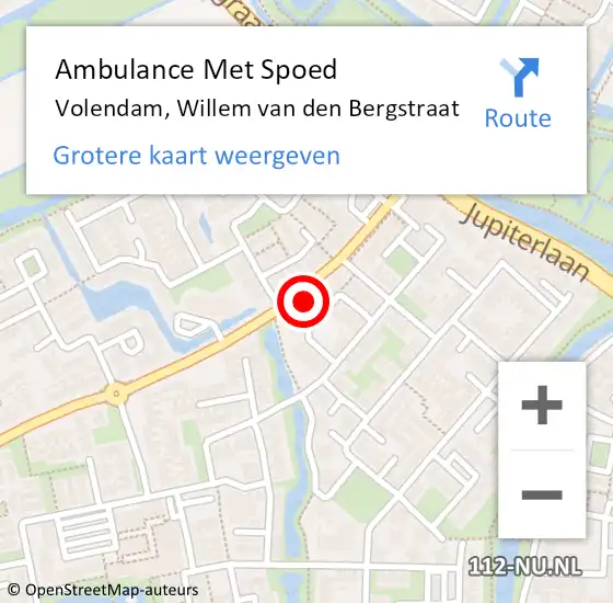 Locatie op kaart van de 112 melding: Ambulance Met Spoed Naar Volendam, Willem van den Bergstraat op 10 februari 2022 21:57