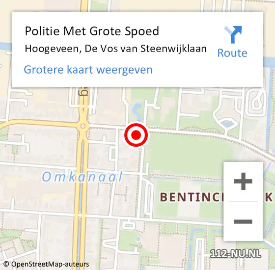 Locatie op kaart van de 112 melding: Politie Met Grote Spoed Naar Hoogeveen, De Vos van Steenwijklaan op 10 februari 2022 22:02