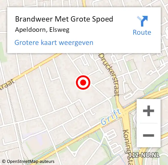 Locatie op kaart van de 112 melding: Brandweer Met Grote Spoed Naar Apeldoorn, Elsweg op 10 februari 2022 22:09