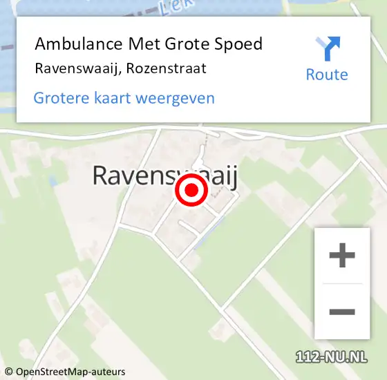 Locatie op kaart van de 112 melding: Ambulance Met Grote Spoed Naar Ravenswaaij, Rozenstraat op 10 februari 2022 22:11