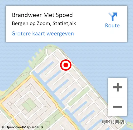 Locatie op kaart van de 112 melding: Brandweer Met Spoed Naar Bergen op Zoom, Statietjalk op 10 februari 2022 22:20