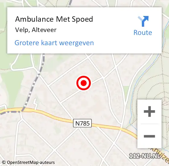 Locatie op kaart van de 112 melding: Ambulance Met Spoed Naar Velp, Alteveer op 10 februari 2022 22:35