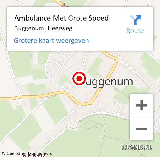 Locatie op kaart van de 112 melding: Ambulance Met Grote Spoed Naar Buggenum, Heerweg op 10 februari 2022 23:05