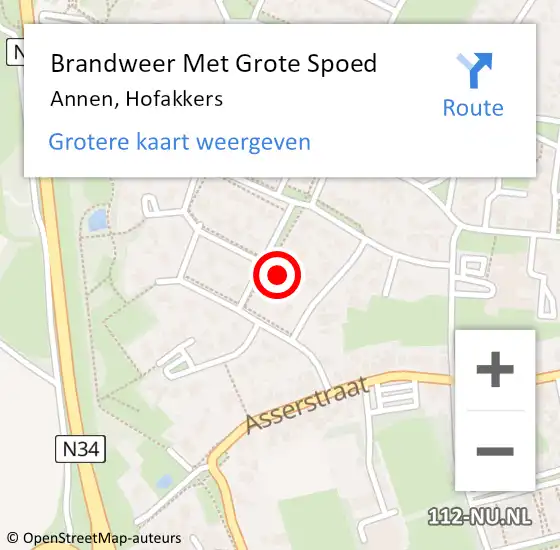 Locatie op kaart van de 112 melding: Brandweer Met Grote Spoed Naar Annen, Hofakkers op 10 februari 2022 23:22