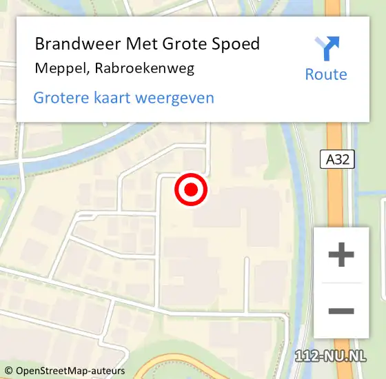 Locatie op kaart van de 112 melding: Brandweer Met Grote Spoed Naar Meppel, Rabroekenweg op 10 februari 2022 23:53