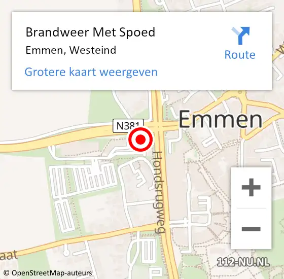 Locatie op kaart van de 112 melding: Brandweer Met Spoed Naar Emmen, Westeind op 11 februari 2022 00:44