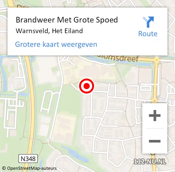 Locatie op kaart van de 112 melding: Brandweer Met Grote Spoed Naar Warnsveld, Het Eiland op 11 februari 2022 01:32