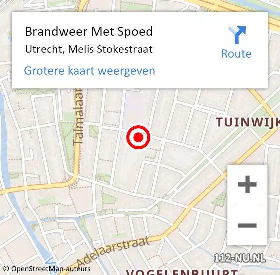 Locatie op kaart van de 112 melding: Brandweer Met Spoed Naar Utrecht, Melis Stokestraat op 11 februari 2022 01:38