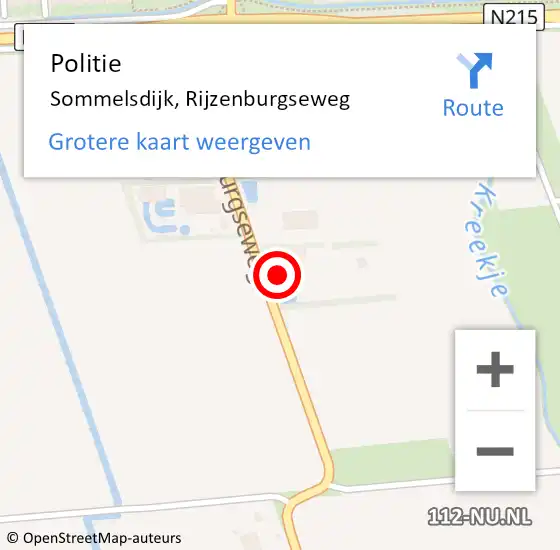 Locatie op kaart van de 112 melding: Politie Sommelsdijk, Rijzenburgseweg op 11 februari 2022 02:10
