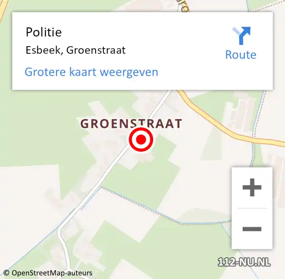 Locatie op kaart van de 112 melding: Politie Esbeek, Groenstraat op 11 februari 2022 02:47